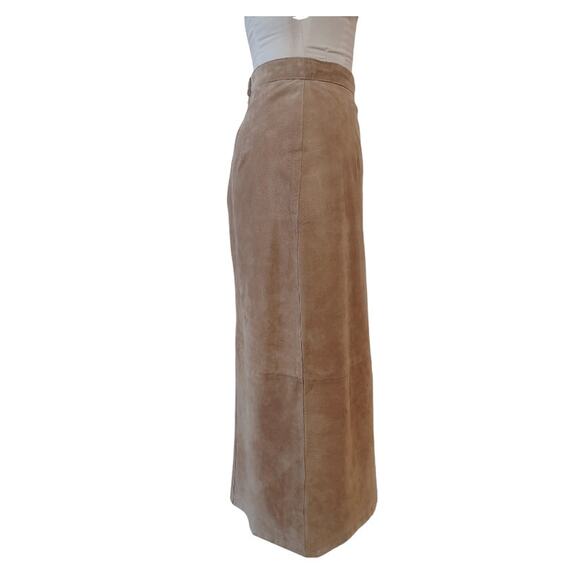 MARGARET GODFREY Vintage Suede Maxi Skirt Size 8 Tan High Waisted Fall Winter - Picture 7 of 12